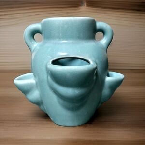 Vintage Camark Pottery USA  Strawberry Pot Planter Teal